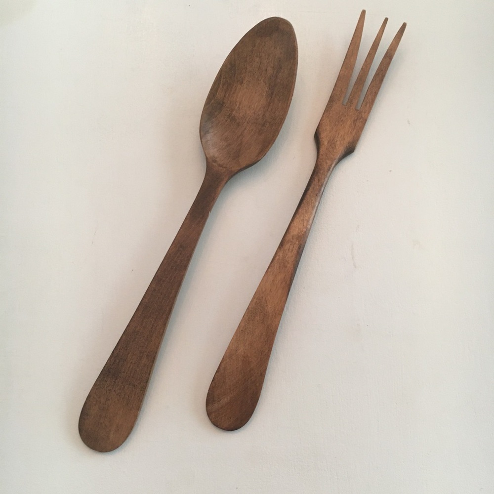 Wooden Salad Fork and Spoon